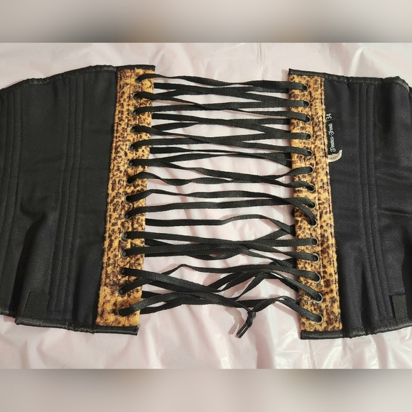 Timeless Trends Steel Boned Velvet Leopard 34 Inch Corset Slim Silouette - Picture 3 of 10